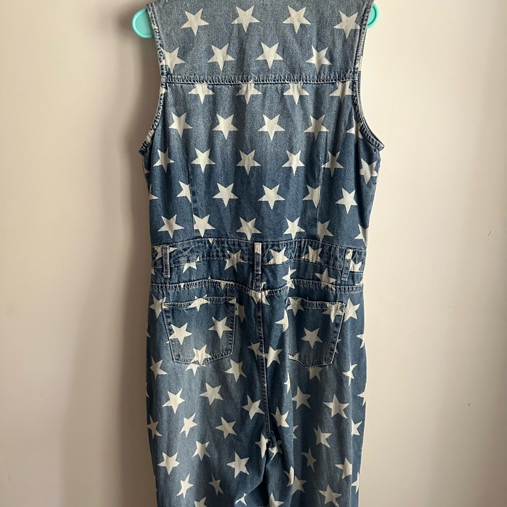 Ashley Stewart Denim Jumpsuit with Star Pattern - Picture 2 of 3